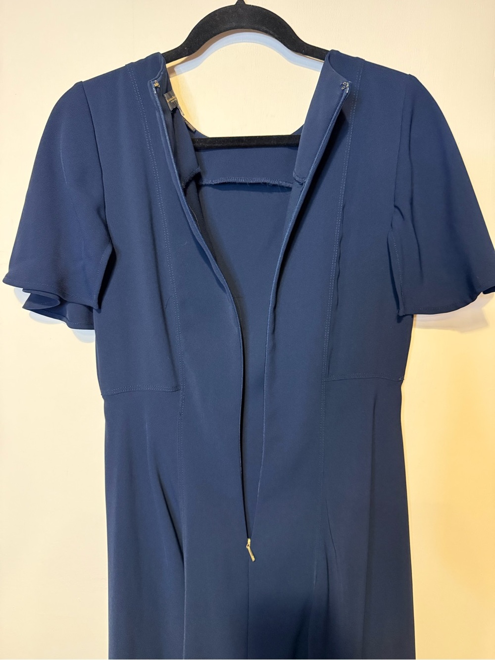 Donna Karan Navy Blue Short Sleeve Asymmetrical Handkerchief A Line Dress Sz 4 - Picture 7 of 9